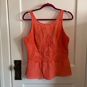 Anthropologie Coral Embroidered top